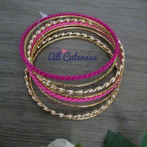 Gold And Pink Bangle Bracelets